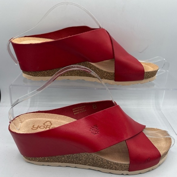 Yokono Red Strappy Leather wedge Sandals Women's size 8 EU 38.5M - Picture 3 of 10
